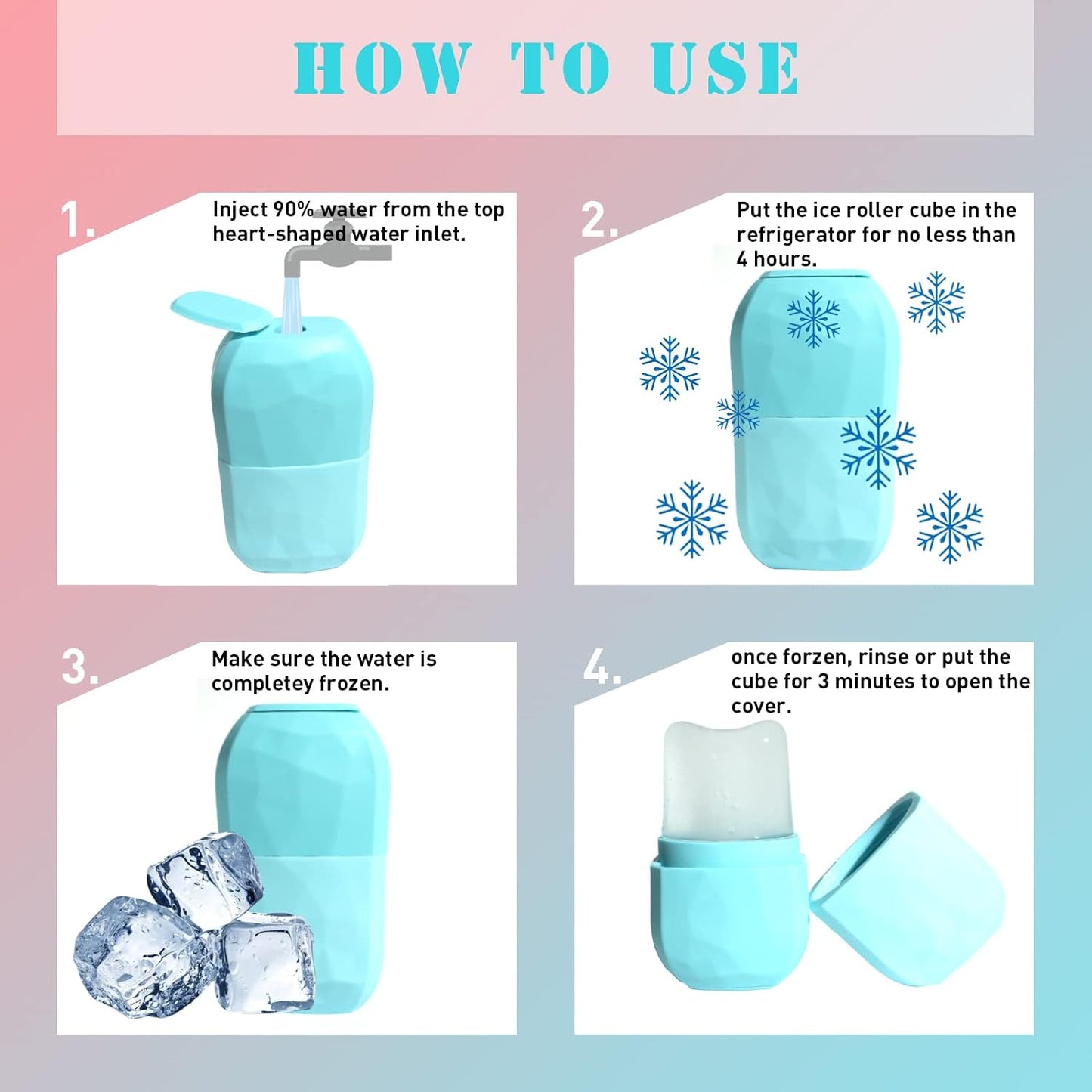 Ice Roller and Gua Sha Set for Face, Eyes and Neck - Skin Care Beauty Tools to Brighten Skin and Enhance Natural Glow (Pink)