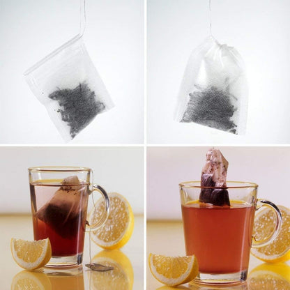 TamBee 100 Pack Disposable Tea Filter Bags Tea infusers 4" x 6" Empty Muslin Drawstring Seal Filter Tea Bags Drawstring Herb Loose Tea bag for Brew Tea Cold Brew Coffee（4" x 6" /10 x 15cm）