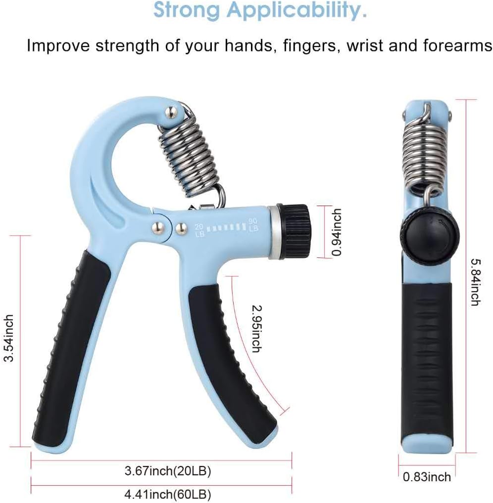 Grip Strength Trainer-2 Pack Hand Grip Strengthener Adjustable Resistance Range 20-90 lbs Non-Slip Hand Grip, Hand Gripper Exerciser, Wrist Strengthener for Forearm Grip Workout