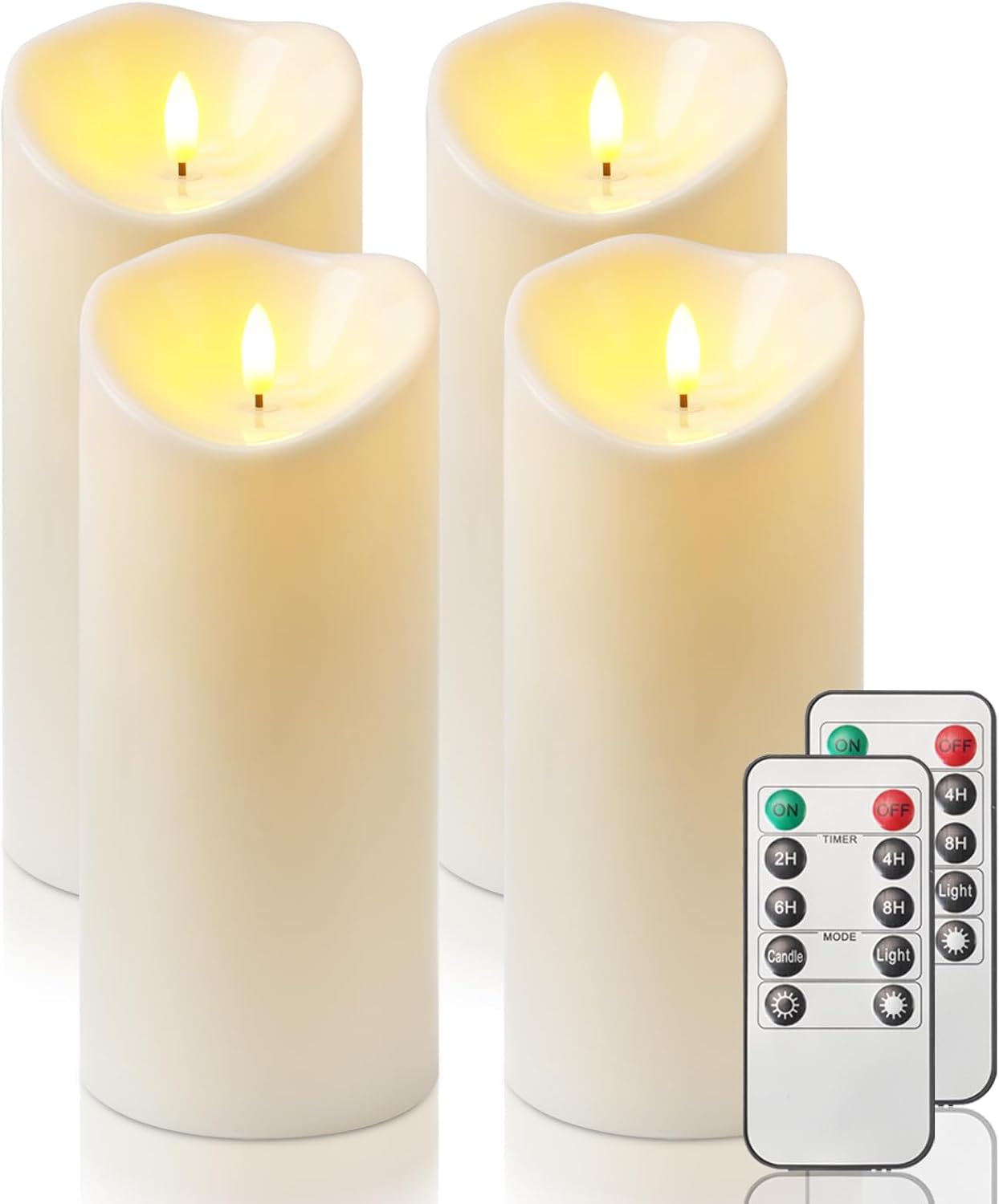 Homemory 6"x3" Outdoor Waterproof Flameless Candles, LED Candles, Battery Operated Candles with Remote and Timers, Electric Fake Plastic Pillar Candles, Ivory White, Set of 2