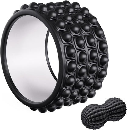 Kipika Back Roller Wheel,Back Stretcher,Back Cracker,Yoga Wheel, Foam Roller for Back Pain Relief and Posture Correction with Massage Ball