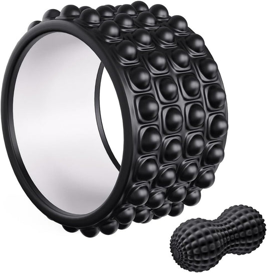 Kipika Back Roller Wheel,Back Stretcher,Back Cracker,Yoga Wheel, Foam Roller for Back Pain Relief and Posture Correction with Massage Ball