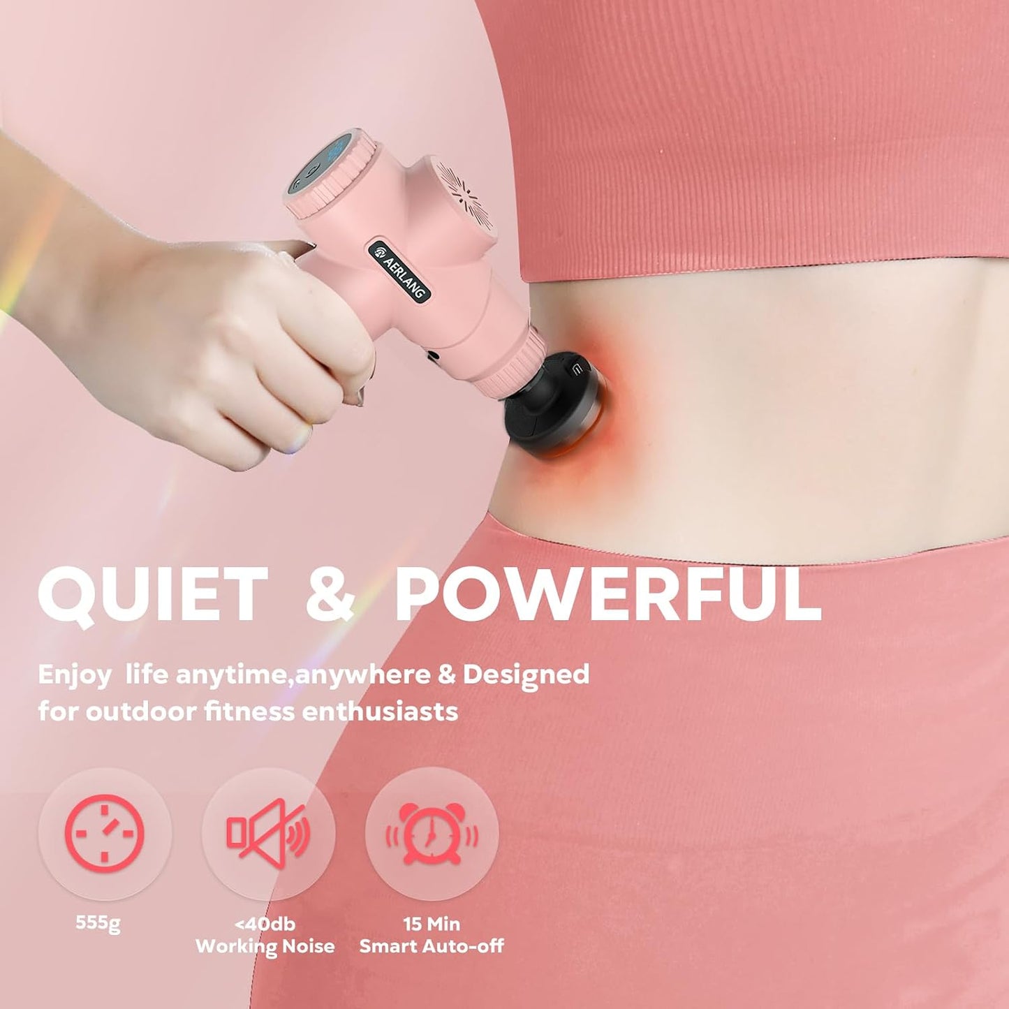 AERLANG Christmas Gift for Women Massage Gun with Heat deep Tissue Pink