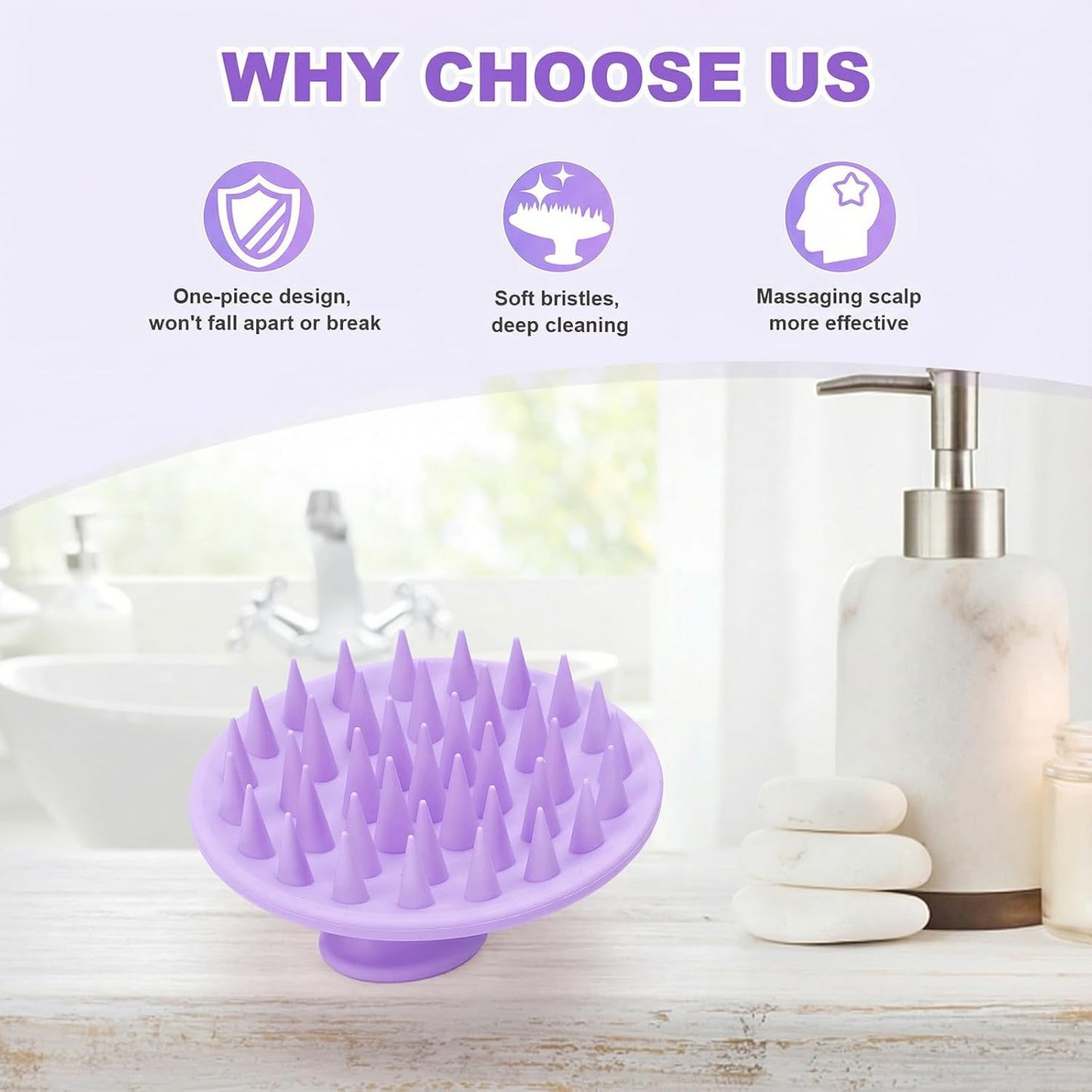 Meartchy Silicone Scalp Massager Shampoo Brush, Scalp Brush for Hair Growth & Dandruff Removal, Hair Scrubber Scalp Stimulator Exfoliator Brush with Soft Bristles for Wet Dry Scalp Care (Black)