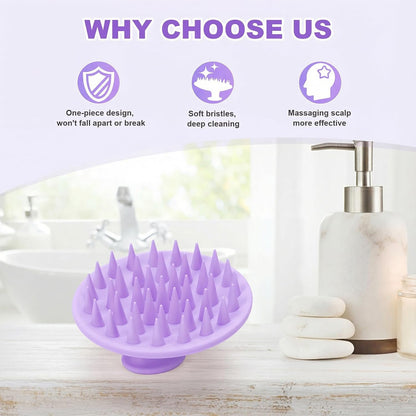 Meartchy Silicone Scalp Massager Shampoo Brush, Scalp Brush for Hair Growth & Dandruff Removal, Hair Scrubber Scalp Stimulator Exfoliator Brush with Soft Bristles for Wet Dry Scalp Care (Black)
