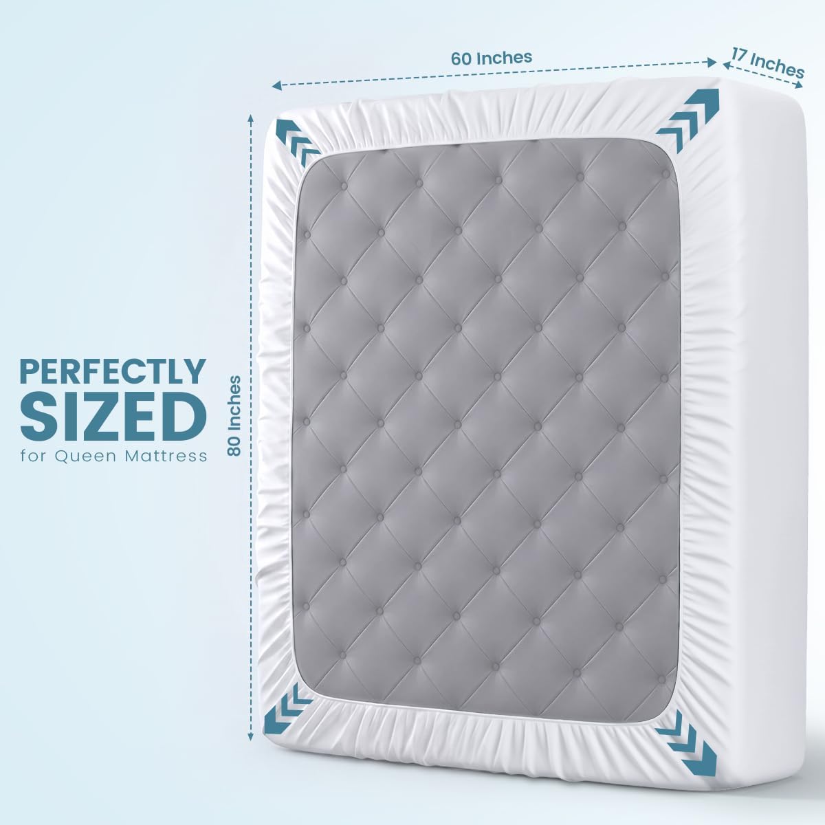Queen Size Mattress Protector Waterproof, Premium 200 GSM Terry Mattress Cover, Soft & Breathable Bed Cover, Fitted Sheet Style Stretchable Deep Pockets 17" by Utopia Bedding (White)