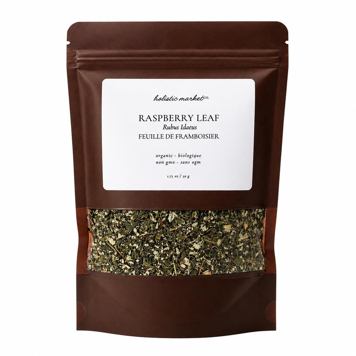 Holistic Market Co. Raspberry Leaf Certified Organic Non-Irradiated Non-GMO Premium Quality Cut & Dried Loose Leaf Raspberry Leaf Tea