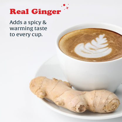 Pocas Ginger Latte Instant Tea, Ginger Extract Blended with Non-Dairy Creamer, Pure Cane Sugar, and Real Milk, 20 Packets per Box