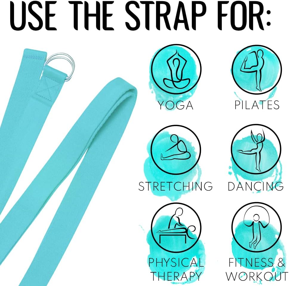 TECEUM 2 IN 1 Yoga & Mat Strap for Stretching – Cotton – 6/8/10 ft
