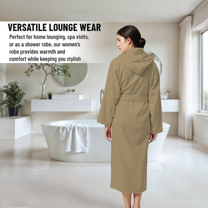 KAHAF COLLECTION Women Hooded 100% Cotton Terry Bathrobe, Soft Absorbent Quick Dry Robe for Spa, Shower & Home Wear