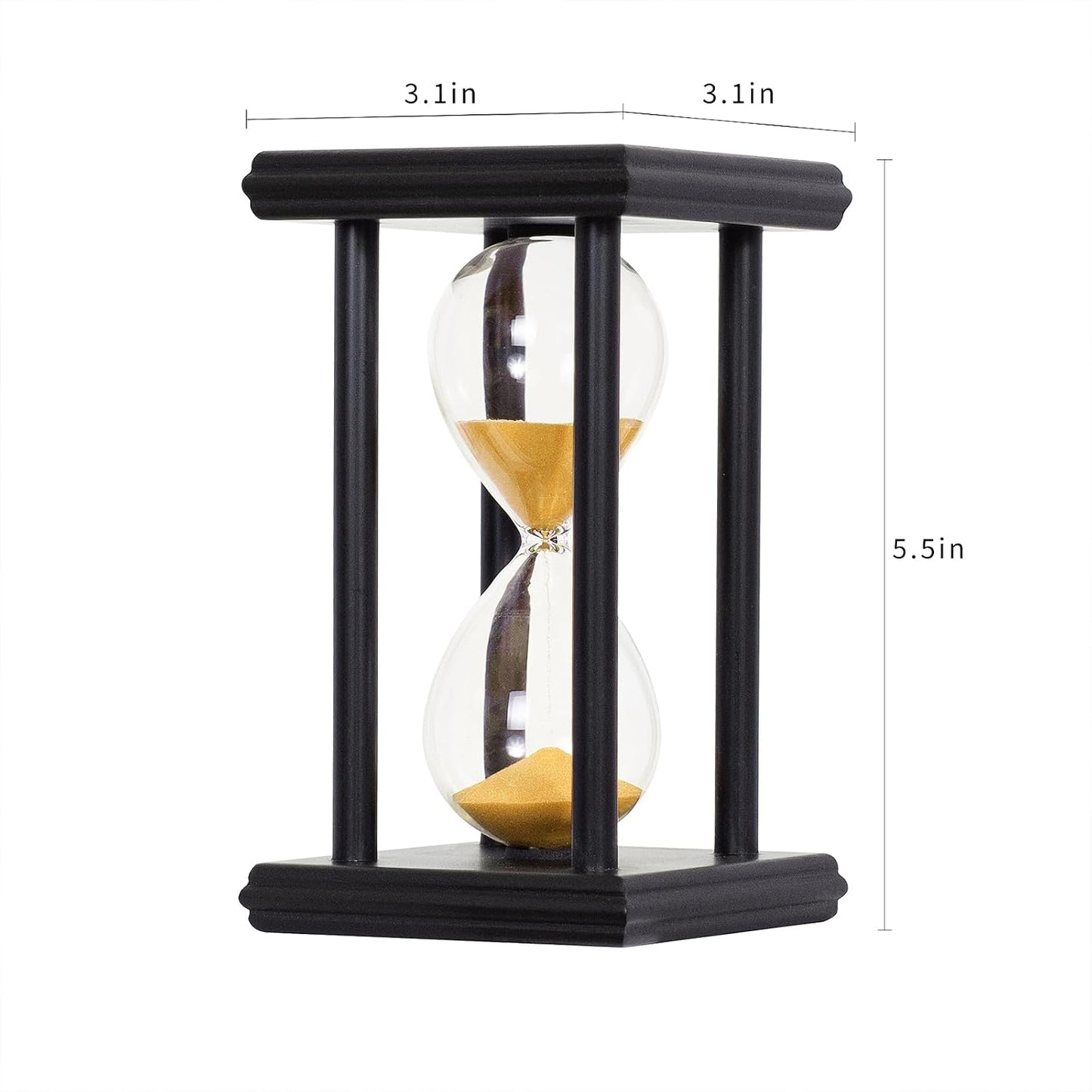BELLAWARE Hourglass Timer with Red Sand, 60 Minute Wooden Sand Timer | Creative Handcraft Decoration