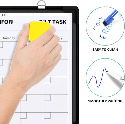 Weekly Calendar Whiteboard for Wall, 16x12 Inches Dry Erase Board, Small Magnetic White Board, Double-Sided Hanging Board for Office School Home Kitchen, Portable Board for Drawing Planning To Do List