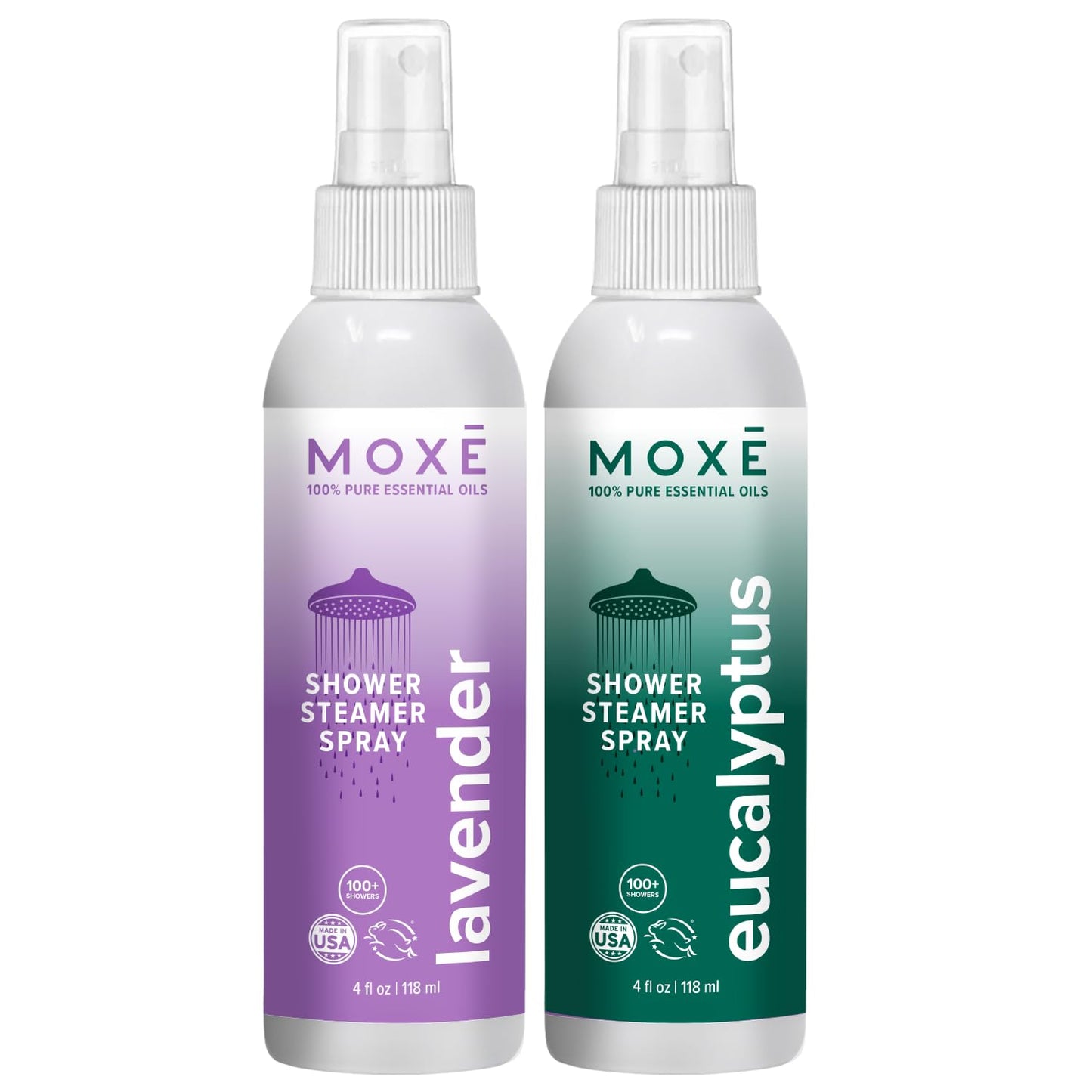 MOXĒ Eucalyptus Oil Shower Mist, Spa Steam Spray, Certified Natural 100% Essential Oils, Made in USA, Aromatherapy, Sinus Congestion Relief, Tension Relief, 4 Ounces