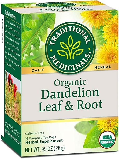 Traditional Medicinals Organic, Dandelion Leaf & Root - Dandelion Root Tea, Supports Normal Detox + Digestion - Kosher, Non-GMO, Caffeine-Free, Compostable - 96 Tea Bags (6 Packs of 16)