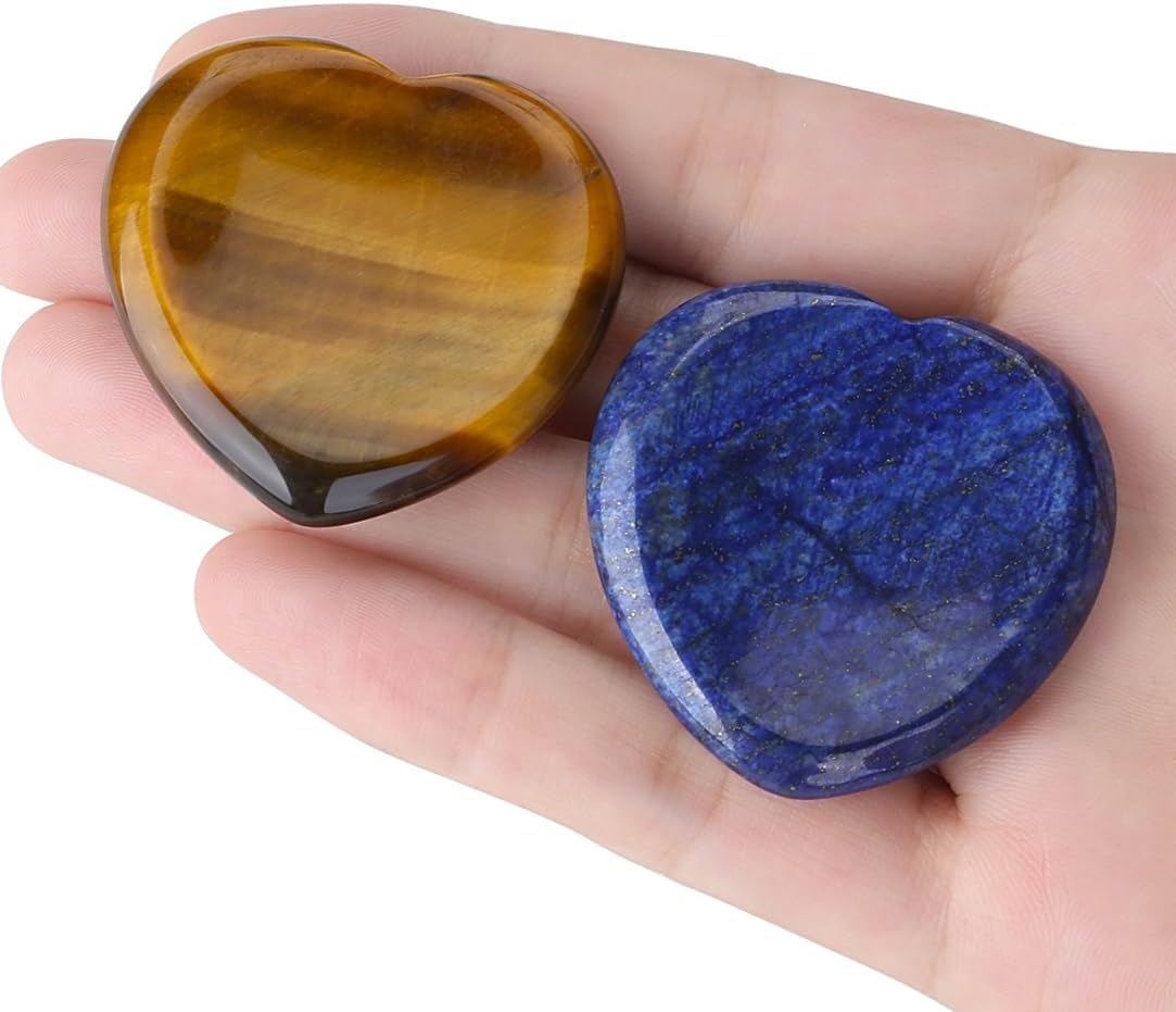 YATOJUZI Thumb Worry Stones for Anxiety Stress Relief Items Healing Crystals Natural Amethyst Rose Quartz Crystal Palm Pocket Stone Gemstones Meditation Reiki Spiritual Gifts for Women Men 2PCS