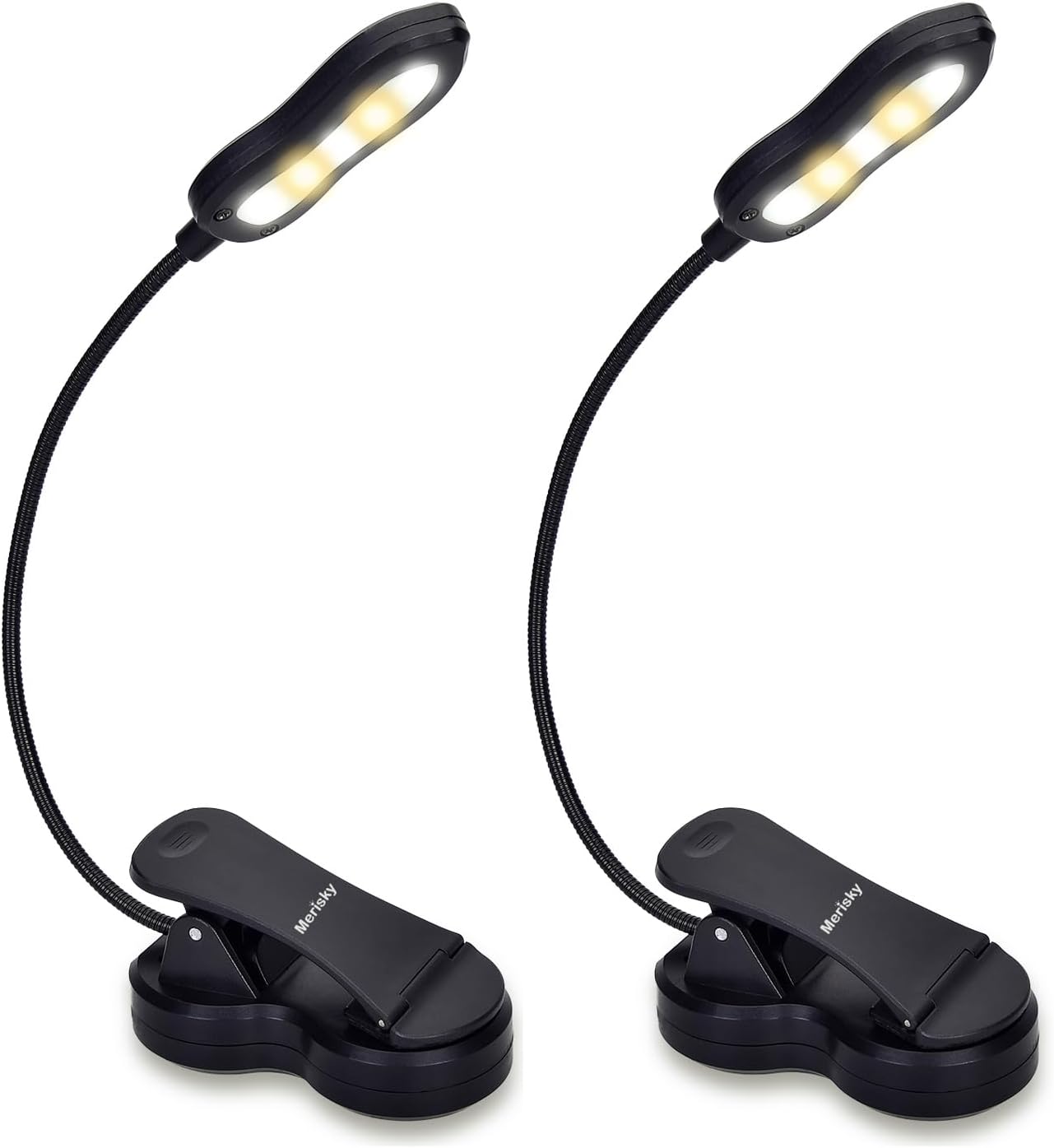 Rechargeable Book Light: Clip on LED Book Light for Reading in Bed - Adjustable 3 Color 3 Brightness - 60 Hours Eye Care Reading Lamp-Lightweight & Portable for Bed &Travel (Black)