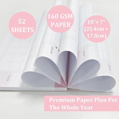 Monthly Planner Notepad - 52 Pages of Blank Calendar Sheets, Undated Planner for Organizing Tasks & Scheduling, Blank Calendar Design for Custom Monthly Planning, 7" x 10", Green