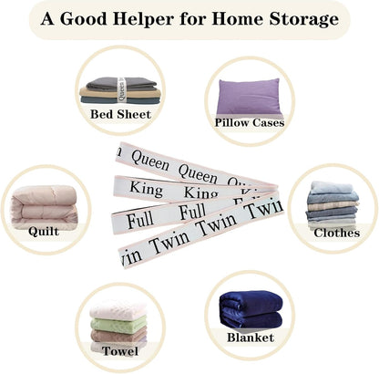 Bed Sheet Organizer Bands, Sheet Organizers and Storage Label Bands, Sheet Label for Bedding, Sheets Organizer for Closet,Sheet Keepers Linen Labels Bedding Bands (Queen)