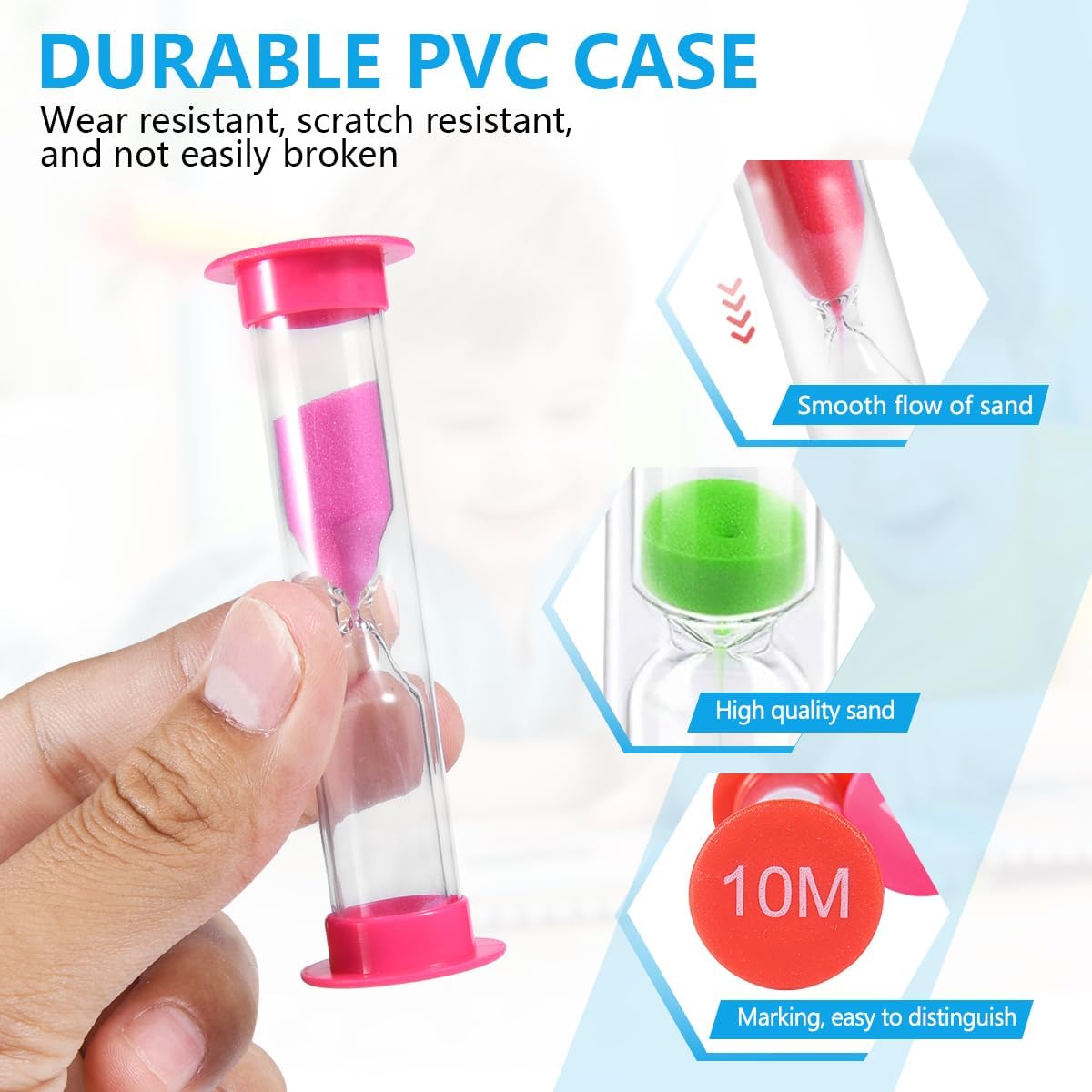 Sand Timer, KISEER 6 Pcs Colorful Hourglass Sandglass Sand Clock Timers Set 30sec / 1min / 2mins / 3mins / 5mins / 10mins for Brushing Children's Teeth, Cooking, Game, School, Office