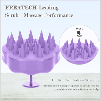 FREATECH Scalp Scrubber Scalp Massager Hair Growth, Shower Shampoo Brush with Silicone Bristles for Dandruff Removal and Hair Care, Wet & Dry Hair Massager Scalp Exfoliator for Men Women Kids，Black