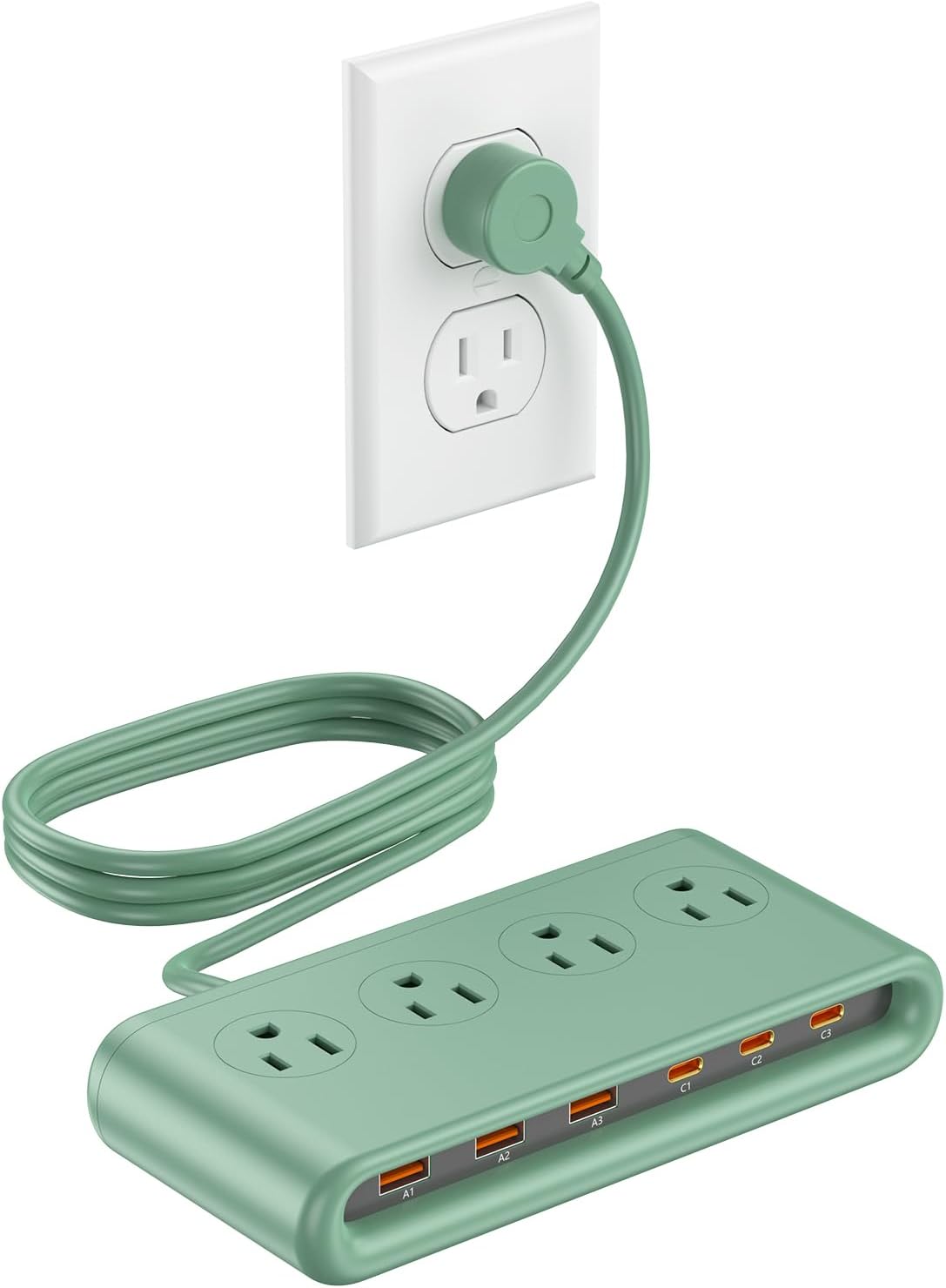 10-in-1 Power Strip with USB C Ports, 35W USB, 4 AC & 6 USB Ports