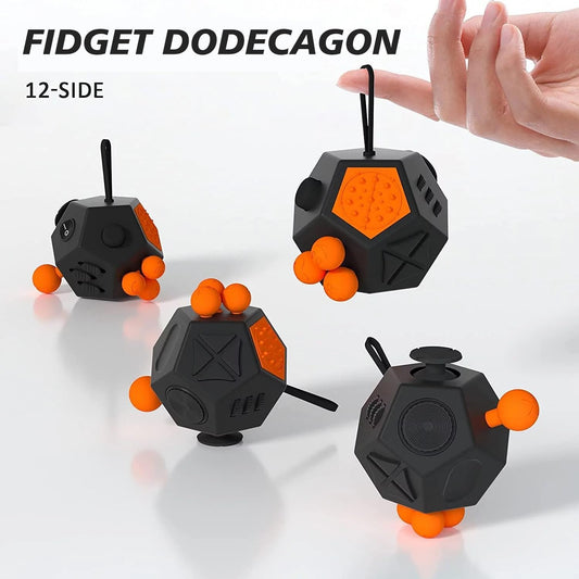 Fidget Dodecagon-12 Sided Fidget Toy Stress Relief Cube for Children and Adults, Silent Compact Classroom Gifts Stocking Stuffers for Teen Boys, Kids(B3 Blue Sky)
