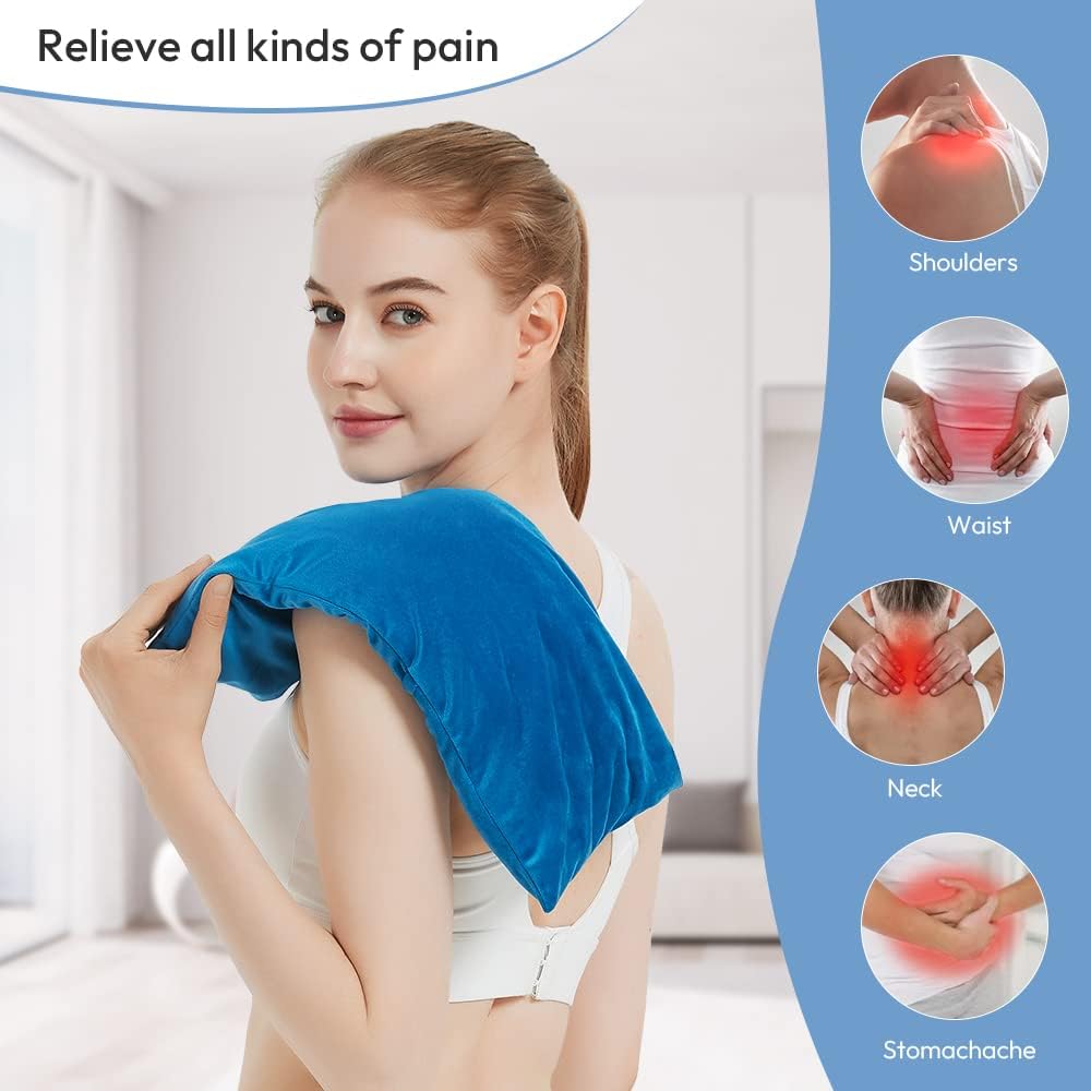 MORLIDEN Neck Heating Pad Microwavable for Shoulders, Warmer Wrap Microwave Heating Pad for Neck and Shoulders for Pain Relief (Navy Blue)