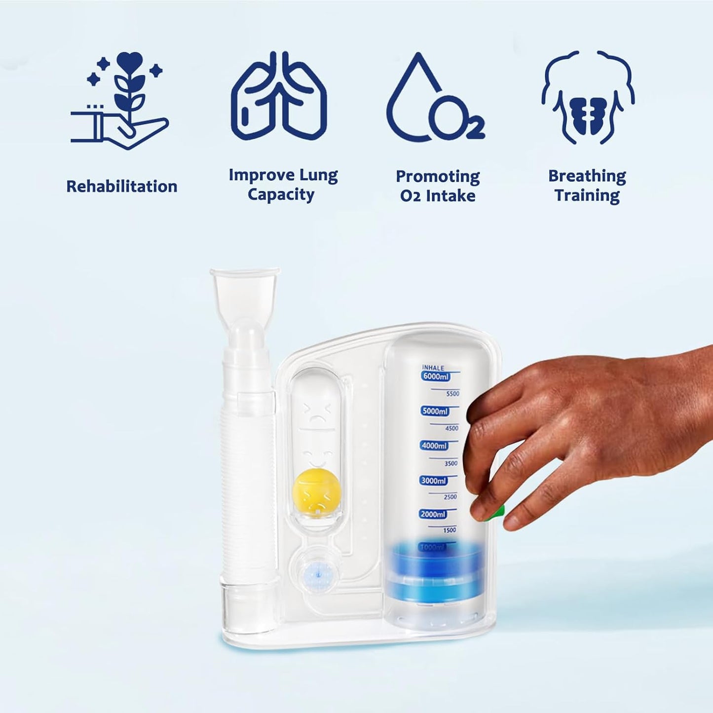 Breathing Exercise Device for Lungs, Exerciser, One‑Ball Design for Gentle Breathing Training & Recovery Support, Easy to Clean