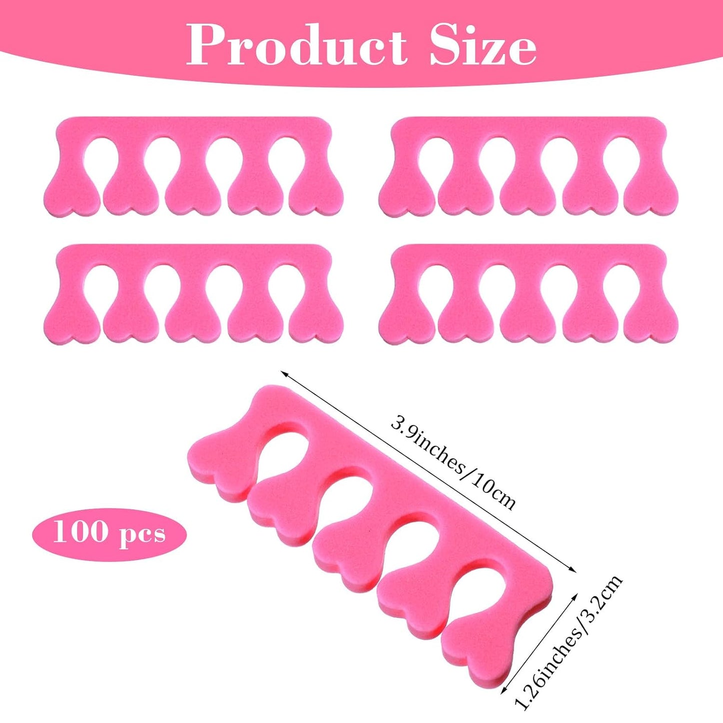 100 Pcs Sponge Toe Separators Soft Finger Separators Premium Pedicure Tool Kit Flexible Toe Divider Spacer for Polishing Pedicure Manicure Coating Nail Art Beauty Accessories (Pink)