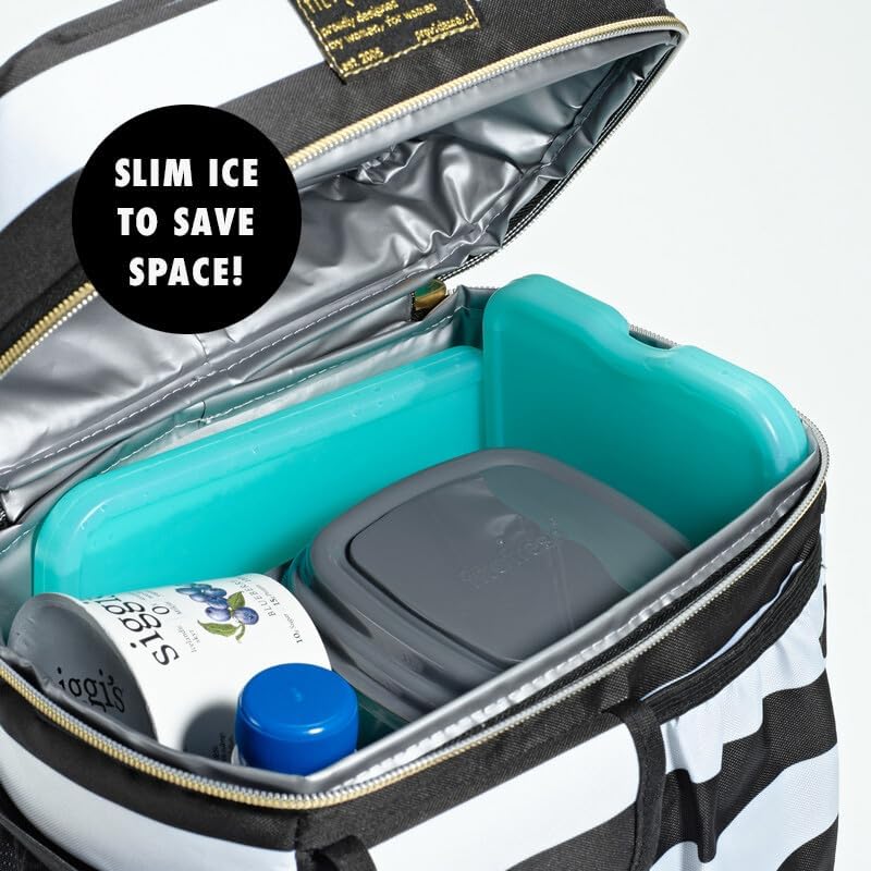 Cool Coolers by Fit & Fresh 4 Pack XL Slim Ice Packs, Quick Freeze Space Saving Reusable Ice Packs for Lunch Boxes or Coolers