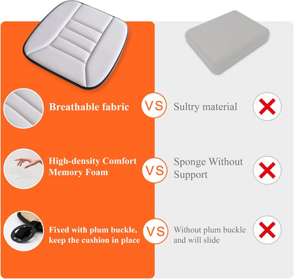 kingphenix Car Seat Cushion with 1.2inch Comfort Memory Foam, Seat Cushion for Car and Office Chair (Black)