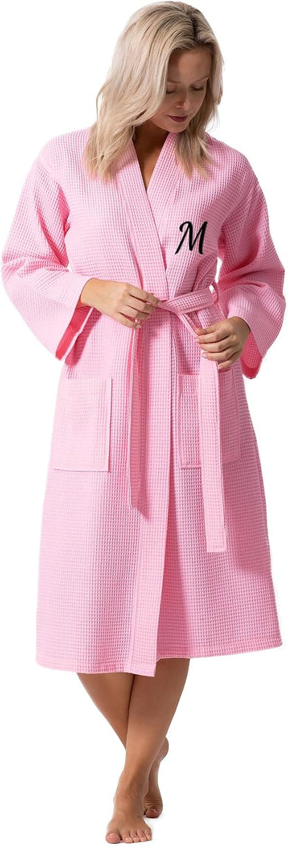 Turkish Linen Waffle Knit Lightweight Kimono Spa & Bath Robes for Women - Quick Dry - Soft