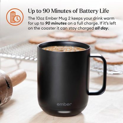 Ember Temperature Control Smart Mug 2, 14 Oz, App-Controlled Heated Coffee Mug with 80 Min Battery Life and Improved Design, Black