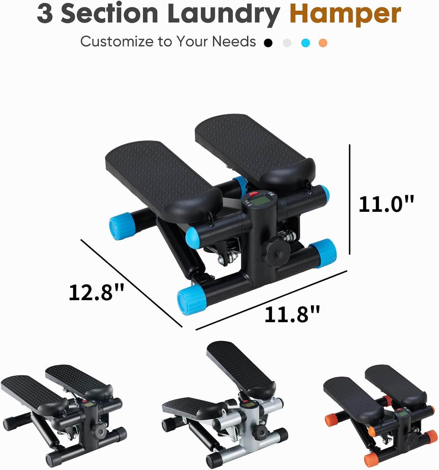 Stair Stepper with Resistance Bands for Home Exercise, Mini Stepper Machine for Indoor Fitness, Portable Home Gym Stepper for Full Body Workout, 300LBS Capacity