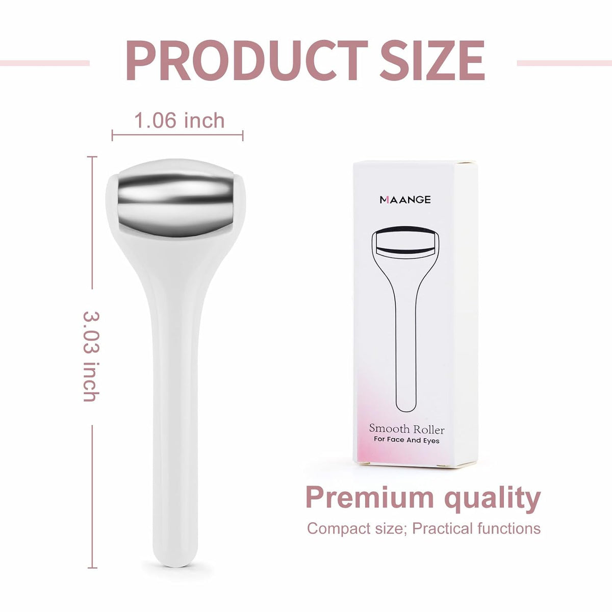 Ice Roller for Face and Eye 2 Pcs,Face Roller Skin Care for Puffiness,Migraine,Pain Relief,Eye Roller For Puffy Eyes Dark Circles,Stainless Steel Facial Roller (Pink)