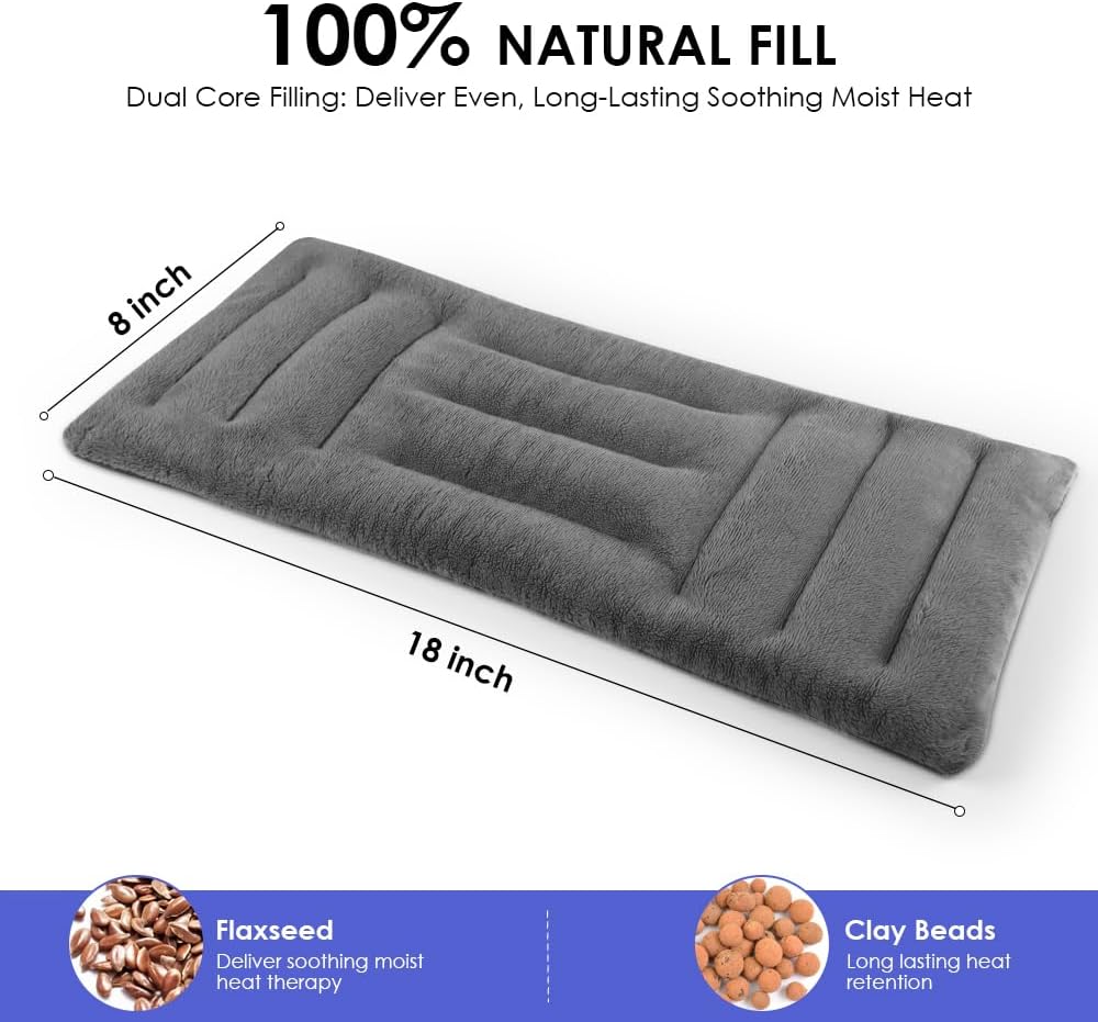 Microwavable Heat Pad for Neck and Shoulders, Weighted Microwave Moist Heating Wrap for Pain Relief Sore Muscle Stress Tension, Heated Wrap with Aromatherapy, Hot & Cold Compress, Grey