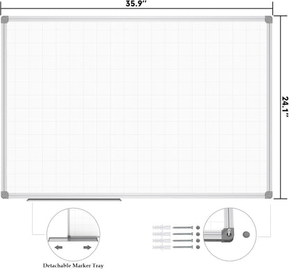 JILoffice Magnetic Dry Erase Calendar Whiteboard, 4 Month White Board Planner 36 X 24 Inch, Black Aluminum Frame Wall Mounted Board for Office Home and School