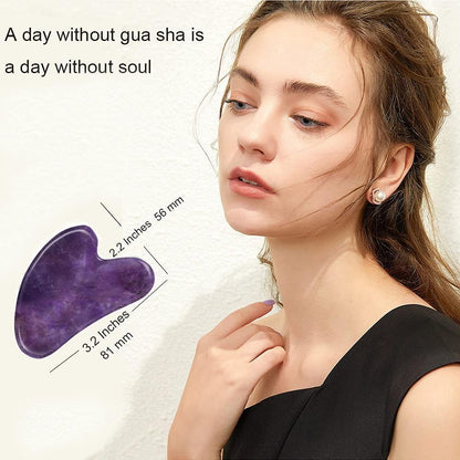 Gua Sha, Jade Stone Gua Sha Massage Tool, Guasha Tool for Face and Body Skin Massage. Gua Sha Set for Toxins Prevents Wrinkles for SPA Acupuncture, Therapy Trigger Point Treatment.