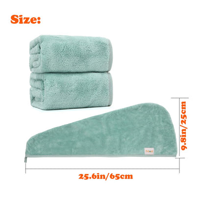 M-bestl 2 Pack Microfiber Hair Towel Wrap,Hair Drying Towel with Button,Quick Dry Hair Towel Turban for Women,Absorbent Anti-frizz Head Towel for Long Thick Curly Hair(Pink&Beige)