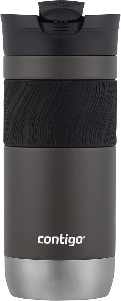 Contigo SNAPSEAL Insulated Stainless Steel Travel Mug with Grip 20oz. Blue Corn Transparent Satin & Midnight Berry