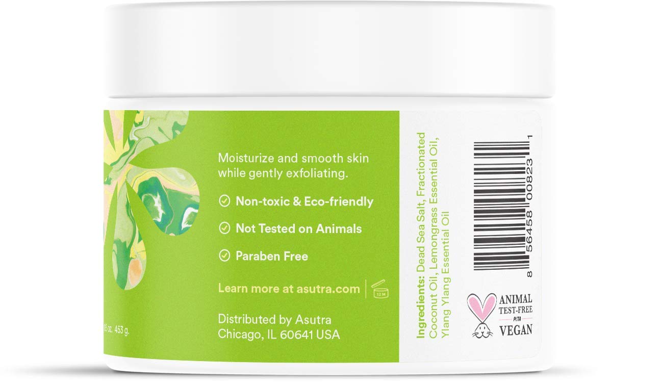 ASUTRA Dead Sea Salt Essential Oil Body Scrub Exfoliator (16 Ounce)