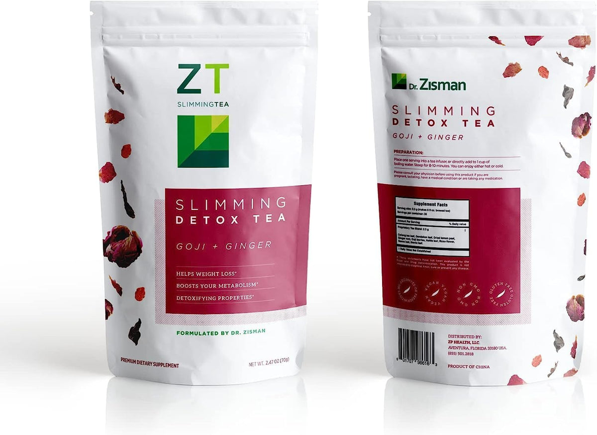 Dr. Zisman ZT Slimming Detox Tea – Goji & Ginger Herbal Blend, 30 Servings