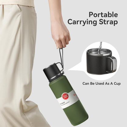 Stainless Steel Insulated Tea Infuser Bottle, Vacuum Insulated Water Bottle, Tea Tumbler with Separate Tea Compartment, 24-Hrs Insulation Commute Travel (White,32oz/1000ml)