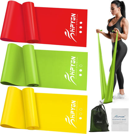 HPYGN 3 Levels Non-Latex Exercise Bands for Physical Therapy & Yoga, Professional Resistance Bands Set for Working Out, Strength Training, Pilates & Rehab, TPE Elastic Stretch Bands for Seniors, Women