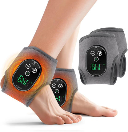Foot Massager for Neuropathy Plantar Fasciitis Pain Relief, Foot Renew Ankle Massager, Ankle Heating Pad Heated Brace Wrap with 4 Heat Levels and 3 Vibration Modes for Women Men (Grey)