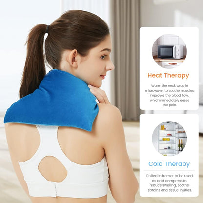 MORLIDEN Microwavable Heated Neck Wrap Warmer and Shoulder Weighted Heating Pad Microwave for Hot and Cold Compress - Dark Gray