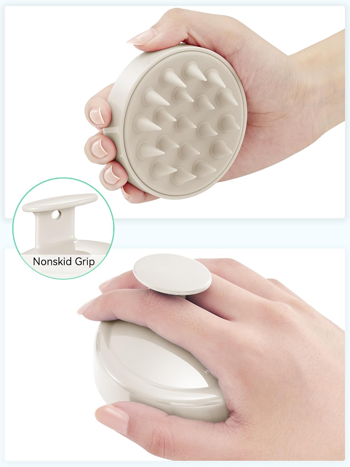 HEETA Scalp Massager Hair Growth, Soft Silicone Scalp Scrubber Shampoo Brush for Exfoliation, Dandruff Removal Head Massage Stress Relax, Wet & Dry Use for Thick Thin Curly Hair Care, Black