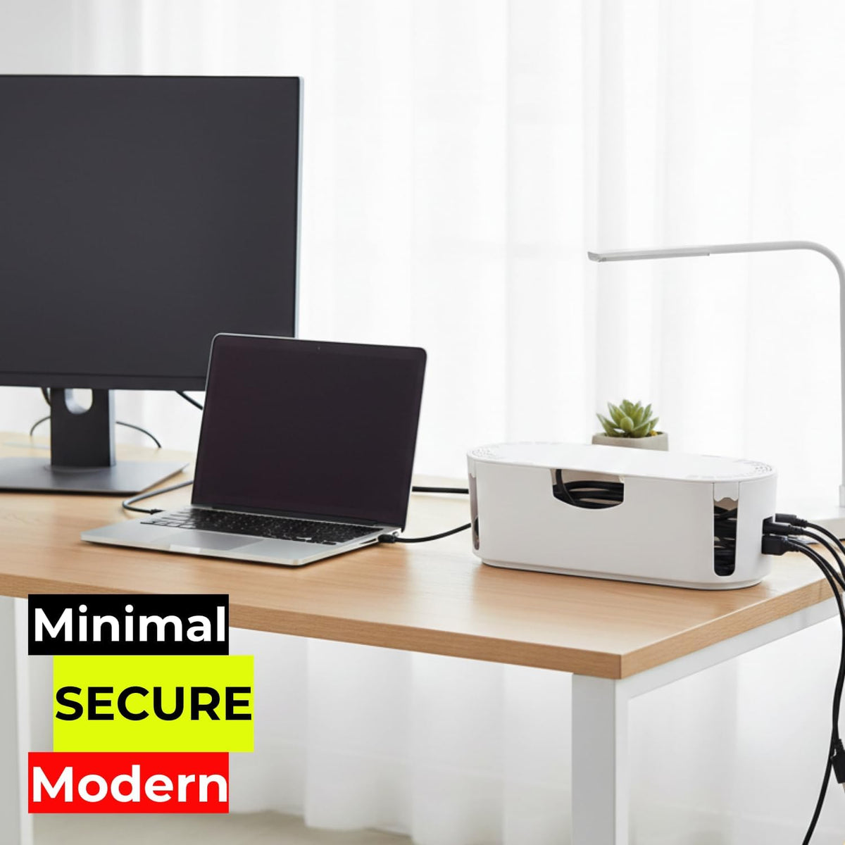 Cable Management Box for Power Strips up to 10.5 Inches, White