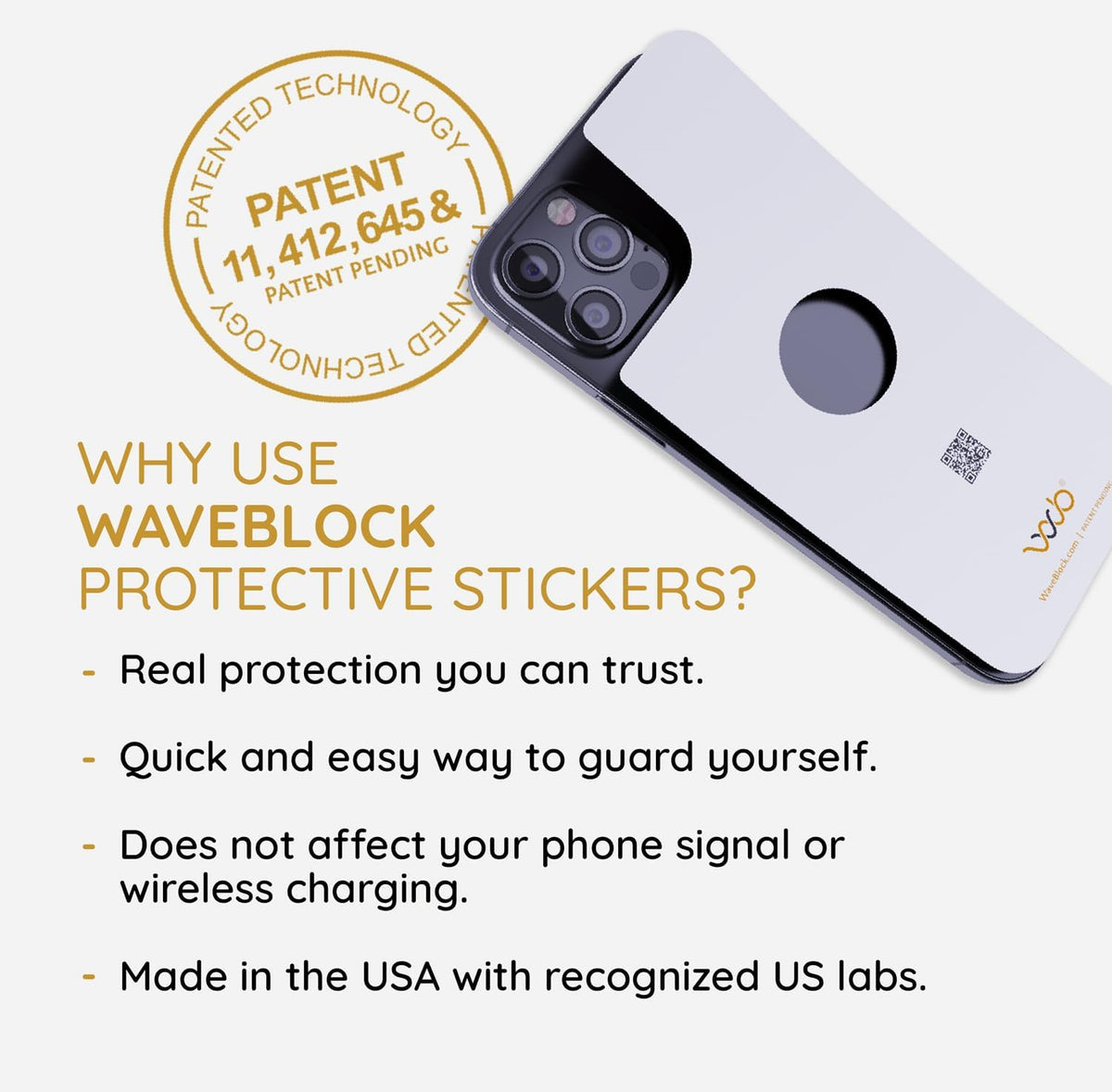 WAVEBLOCK EMF Blocker Sticker for iPhone 15 White