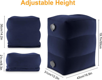 Inflatable Travel Foot Rest Pillow, Kids Airplane Bed, Adjustable Height Leg Pillow for Air Travel, Make a Flat Bed for Kids and Toddlers, Great for Airplane, Train, car（Grey, 1 Pack）